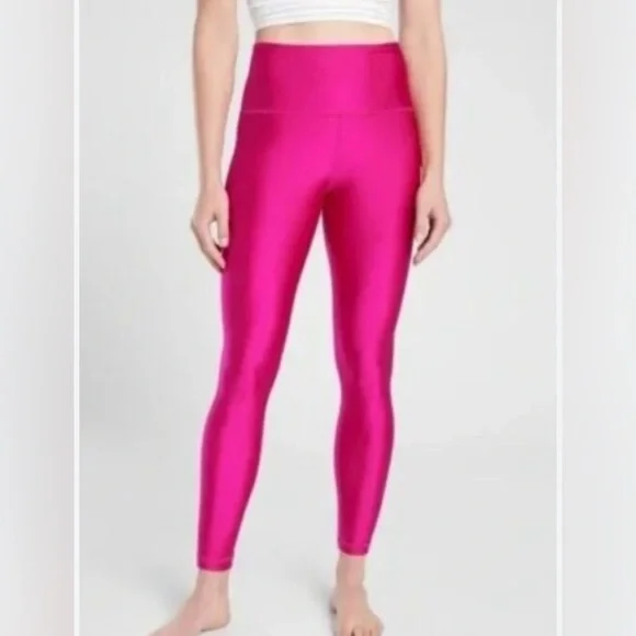 Athleta Elation Shine Tight High-Waisted Leggings Neon Bright Pink Size L - Picture 1 of 10